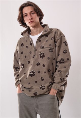 VINTAGE MENS JACK WOLFSKIN FLEECE HALF ZIP PULLOVER JACKET