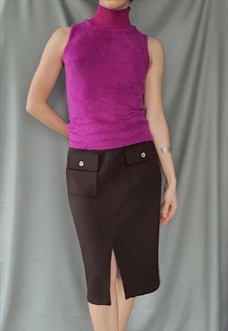 Vintage 90s wool blend pencil skirt in chocolate brown 