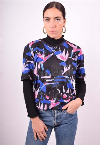ADIDAS WOMENS VINTAGE T-SHIRT TOP MEDIUM MULTI 90'S