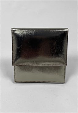 80's Vintage Leather Pewter Metallic Evening Ladies mini Bag