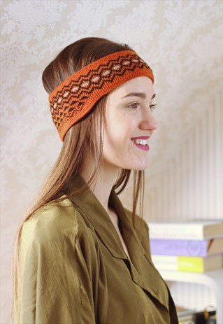 ORANGE KNITTED VINTAGE HEADBAND