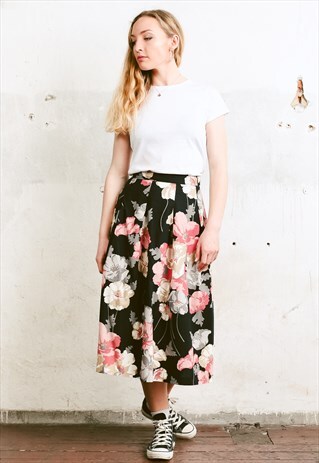 VINTAGE 80S FLORAL COTTON SKIRT