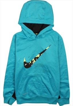 Vintage 90's Nike Hoodie Spellout Center Middle Swoosh Blue