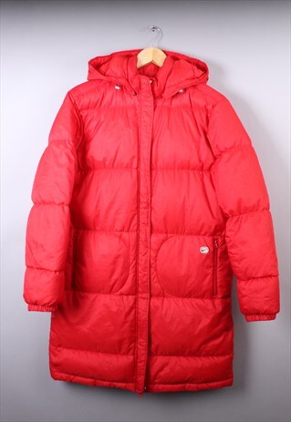 WOMENS VINTAGE NIKE RED LONGLINE PUFFER JACKET