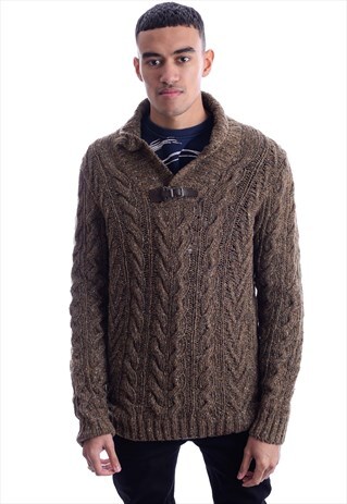 VINTAGE MASSIMO DUTTI CABLE-KNIT WOOL SWEATSHIRT