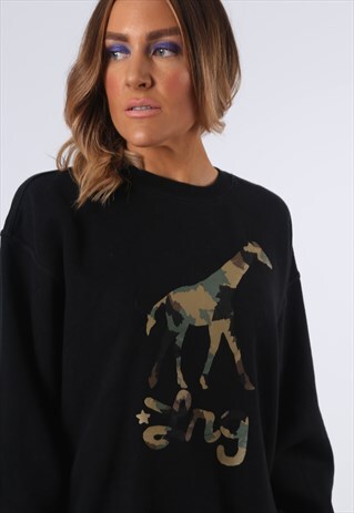 SWEATSHIRT JUMPER CAMO GIRAFFE OVERSIZED LOGO UK 18 (PBQ)