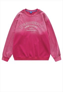 Tie-dye sweatshirt amethyst embroidered jumper in pink