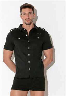 Code 22 stretch shirt in black