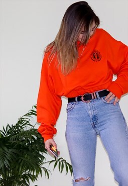 Vintage 90's Orange Cropped Reworked Sweashirt