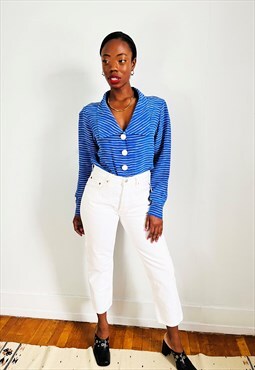 Revival Yves Saint Laurent Paris Blue Blouse Size 42