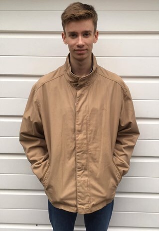 MENS MAINE BEIGE HARRINGTON BOMBER JACKET COAT ZIPPER