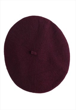 Vintage Beret 60s Wool Mod Gogo Maroon Burgundy Red Hat 