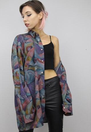 VINTAGE 80S/90S OVERSIZED PATTERNED SHIRT