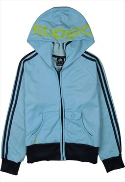 Vintage 90's Adidas Hoodie Sportswear Full Zip Up Blue Small