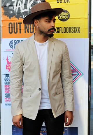 VINTAGE CALVIN KLEIN BEIGE BLAZER JACKET
