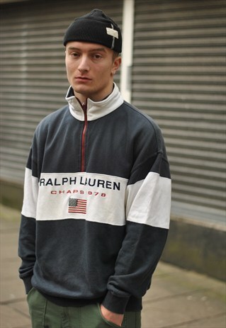 VINTAGE RALPH LAUREN 1/4 ZIP SPELL OUT SWEATER
