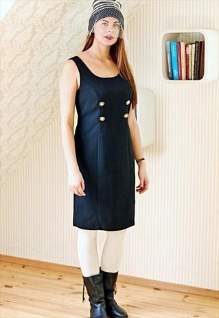 BLACK VINTAGE PINAFORE DRESS