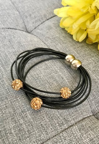 BLACK & GOLD MAGNETIC CORD BRACELET