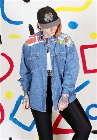 OVERSIZED SUPER MARIO VINTAGE DENIM SHIRT