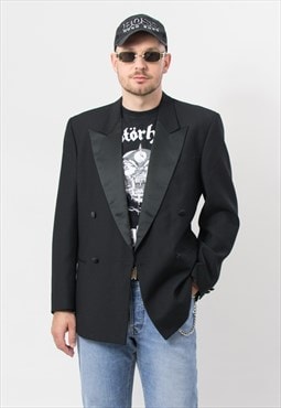 Vintage wool blazer in black suit jacket men
