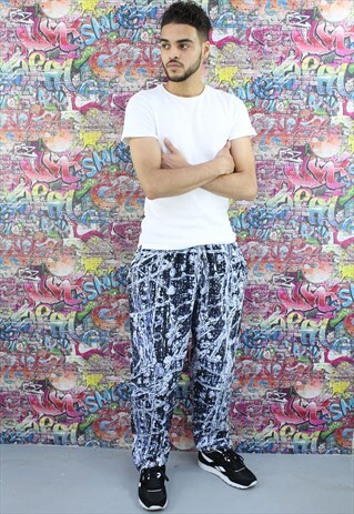 VINTAGE 90S PATTERNED FESTIVAL TROUSERS. FUNKY. UNISEX.