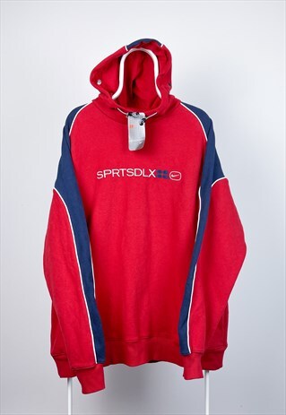 VINTAGE NIKE DEADSTOCK HOODIE SPELL OUT SWOOSH RED XXL