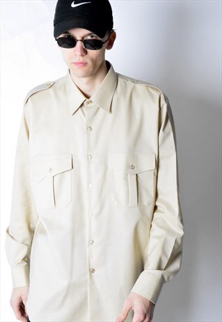 VINTAGE 70S BEIGE LONG SLEEVE SHIRT