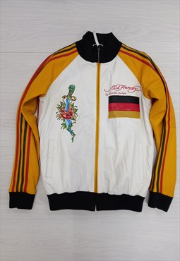 Y2K Ed Hardy Germany Leather Track Jacket