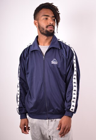 KAPPA MENS VINTAGE TRACKSUIT TOP JACKET LARGE NAVY BLUE 90S