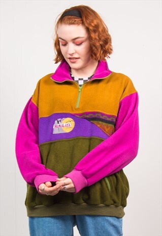 FESTIVAL MULTICOLOUR QUARTER ZIP FLEECE JUMPER
