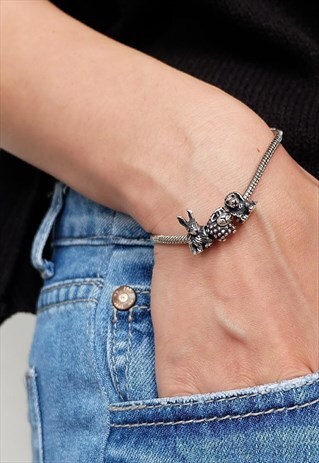 BUNNY RABBIT CHARMS FOR BRACELET WOMEN STERLING SILVER CHARM
