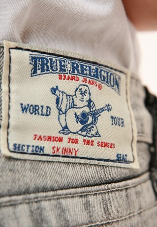 90S VINTAGE TRUE RELIGION GREY MIDI WAIST JEANS 959