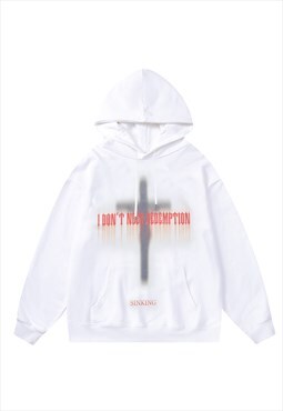 Gothic hoodie sword top slogan premium jumper in white