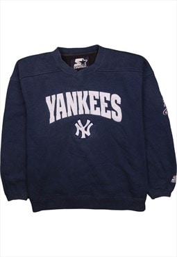 Vintage 90's Starter Sweatshirt Yankees Crew Neck Navy Blue