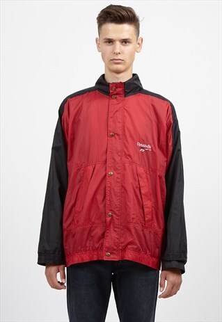 VINTAGE RED BLACK REEBOK WINDBREAKER JACKET