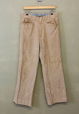 Vintage Corduroy Chinos Cream Straight Fit With Pockets 90s