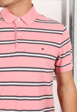 Vintage Tommy Hilfiger Polo Shirt Pink Short Sleeve Medium