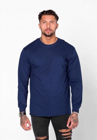 ESSENTIAL BLANK LONG SLEEVED T-SHIRT - NAVY BLUE