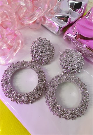 TEXTURED DOOR KNOCKER EARRINGS IN SILVER