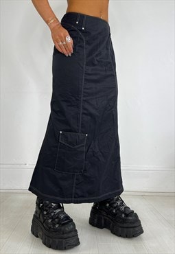 Vintage 90s Maxi Skirt Archival Cyber Grunge Streetwear Y2k