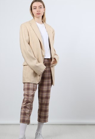 VINTAGE WOOL OVERSIZED CREAM BLAZER JACKET