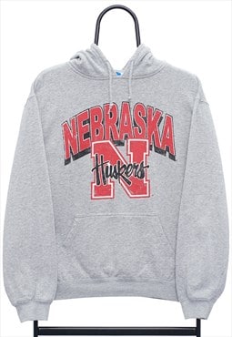 Vintage NCAA Nebraska Cornhuskers Graphic Grey Hoodie Mens