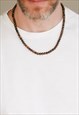 TIGER EYE STONE NECKLACE FOR MEN BROWN BEADS FESTIVAL GIFT