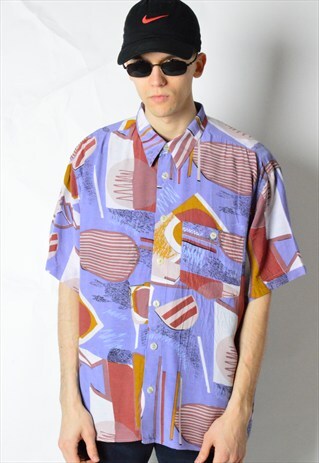 VINTAGE 80S COLOURFUL ABSTRACT SHORT SLEEVE SHIRT