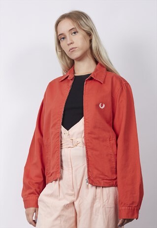 VINTAGE 90'S FRED PERRY RED COLLARED DENIM JACKET