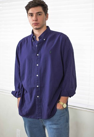 VINTAGE POLO RALPH LAUREN SHIRT LOGO 90S XL 12.2