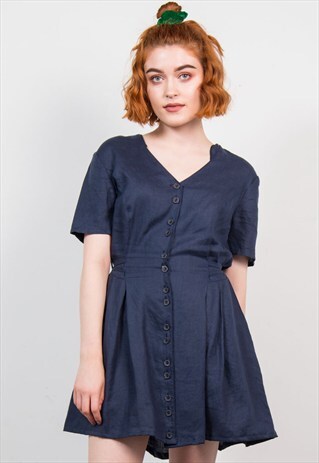 90'S NAVY GRUNGE STYLE MINI DRESS