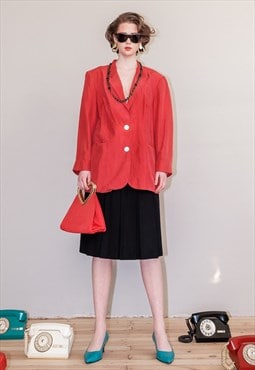 Vintage 80s long elegant red blazer