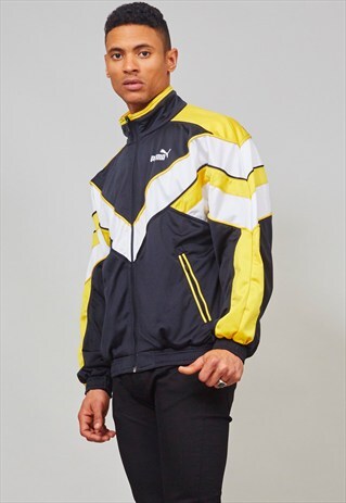 VINTAGE BLACK 1980'S SPORTS BOMBER PUMA JACKET