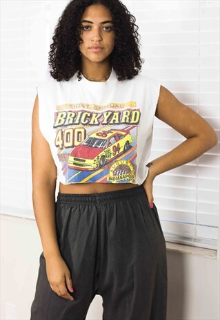 VINTAGE BRICKYARD 400 CROP TOP LOGO 90S L 3.7